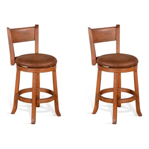 Pemberly Row 24&quot Mahogany Wood Swivel Barstool in Rustic Oak (Set of 2)