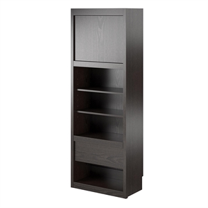 pemberly row murphy wall bed side cabinet with pullout nightstand in espresso