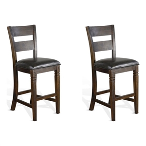 Pemberly Row 30&quot Mahogany Wood Ladderback Barstool in Tobacco Leaf (Set of 2)