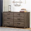 Pemberly Row Traditional 6 Drawer Kids Double Dresser in Fall Oak