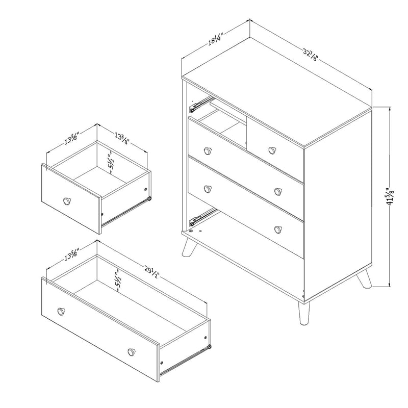 Pemberly Row Traditional 5-Drawer Chest in Soft Elm and Pure White