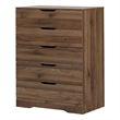Pemberly Row Traditional 5-Drawer Wood Indoor Chest in Natural Walnut