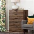 Pemberly Row Traditional 5-Drawer Wood Indoor Chest in Natural Walnut