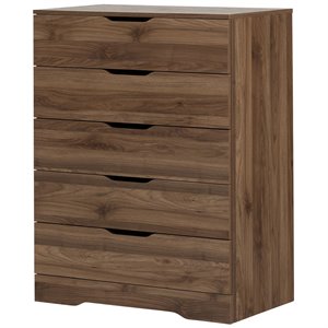 pemberly row traditional 5 drawer chest in natural walnut