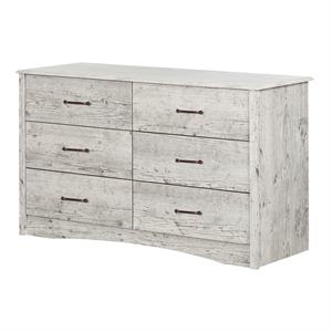 pemberly row traditional 6-drawer double dresser in seaside pine