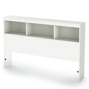 Pemberly Row Contemporary Wood Full Bookcase Headboard in White