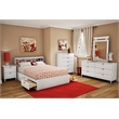 Pemberly Row Contemporary Wood Full Bookcase Headboard in White
