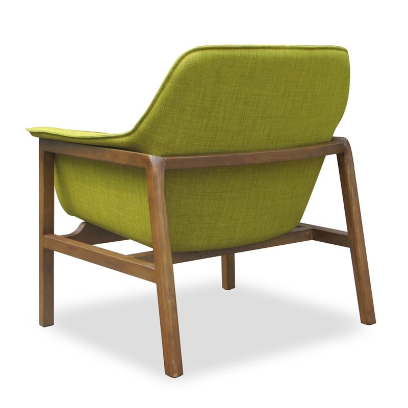 Pemberly Row Modern Fabric Upholstered Accent Chair in Green/Walnut