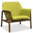 Pemberly Row Modern Fabric Upholstered Accent Chair in Green/Walnut