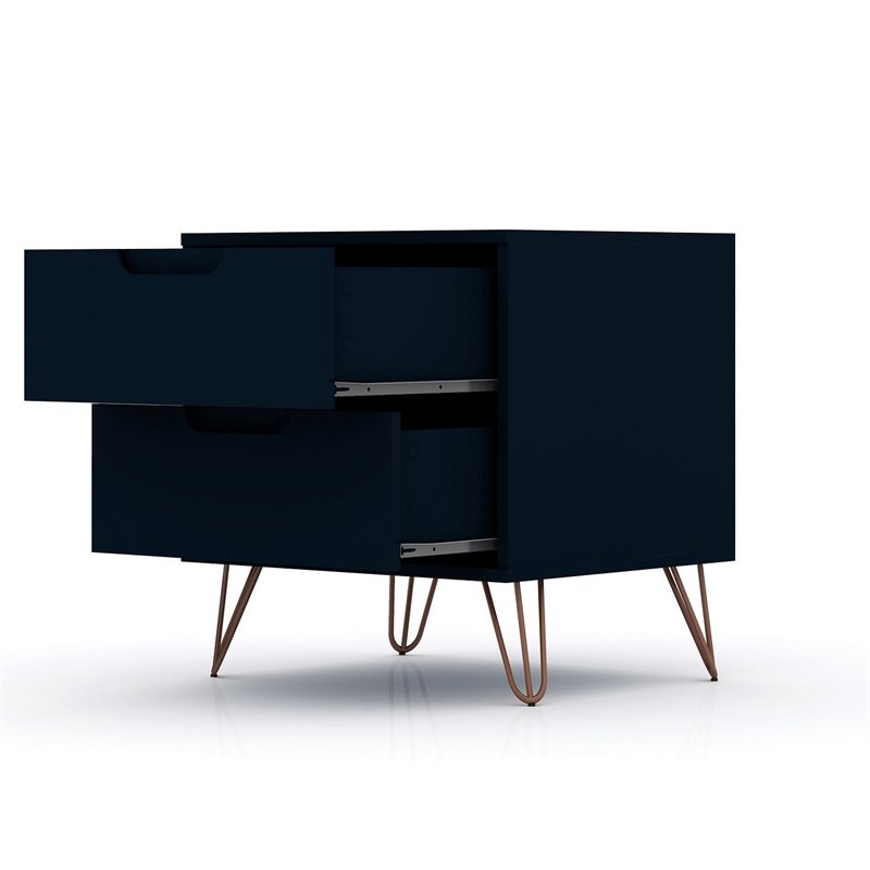 Pemberly Row 2-Drawer Contemporary Wood Nightstand in Blue (Set of 2)
