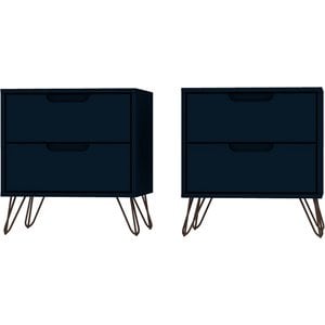 Pemberly Row 2-Drawer Contemporary Wood Nightstand in Blue (Set of 2)