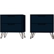 Pemberly Row 2-Drawer Contemporary Wood Nightstand in Blue (Set of 2)