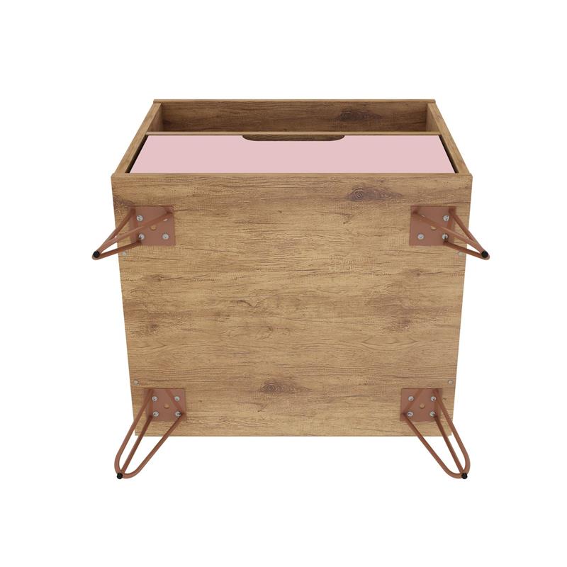 Pemberly Row Transitional Engineered Wood Nightstand in Natural/Rose Pink