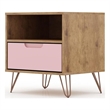 Pemberly Row Transitional Engineered Wood Nightstand in Natural/Rose Pink