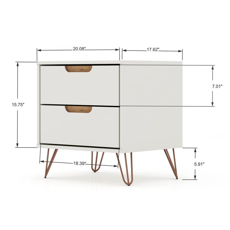 Pemberly Row Mid-Century Engineered Wood Nightstand in Off White/Natural
