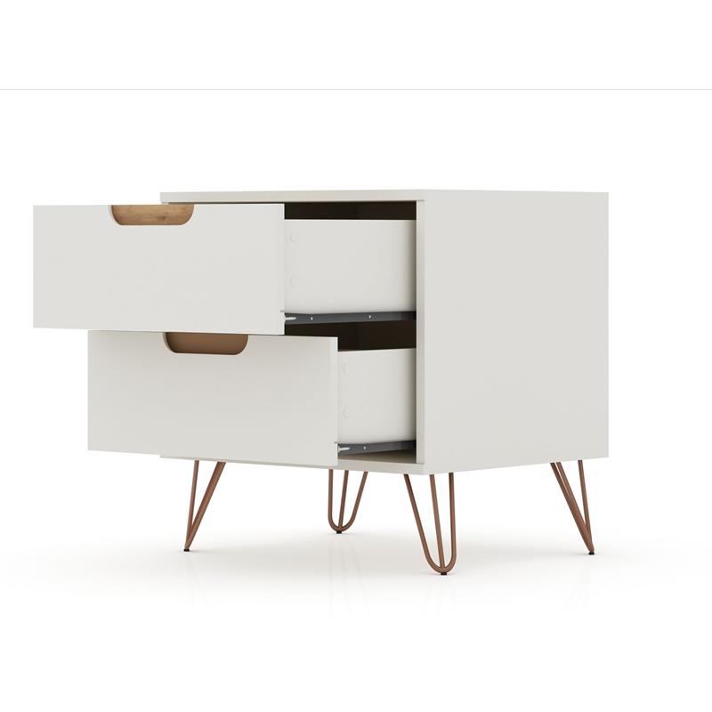 Pemberly Row Mid-Century Engineered Wood Nightstand in Off White/Natural