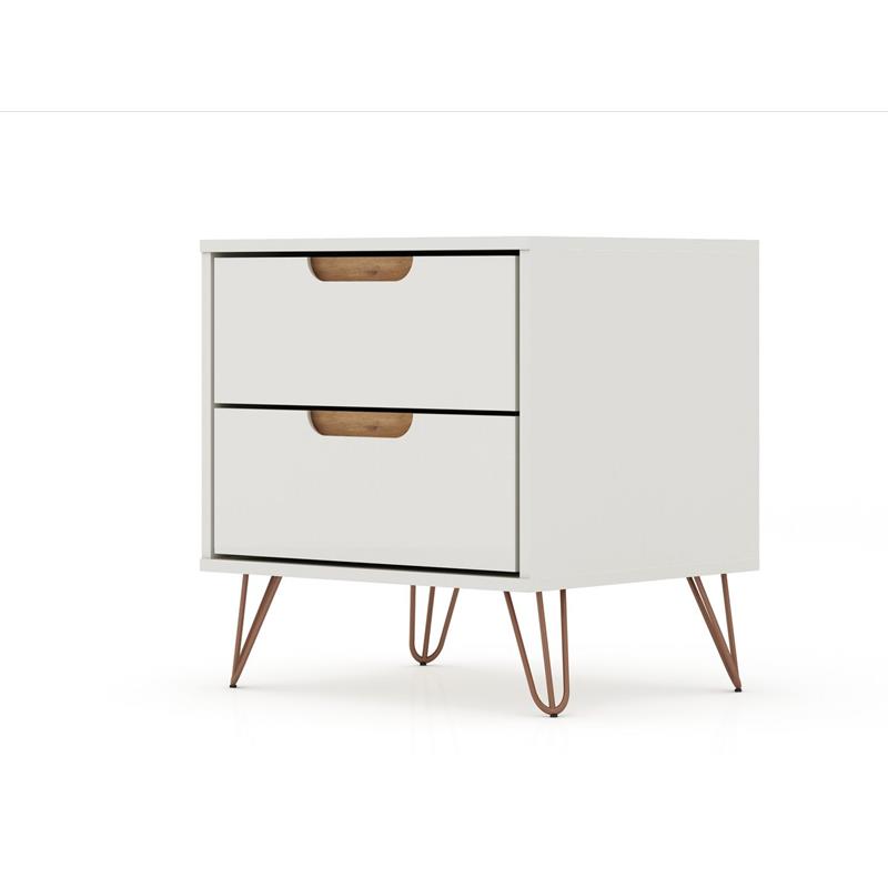 Pemberly Row Mid-Century Engineered Wood Nightstand in Off White/Natural