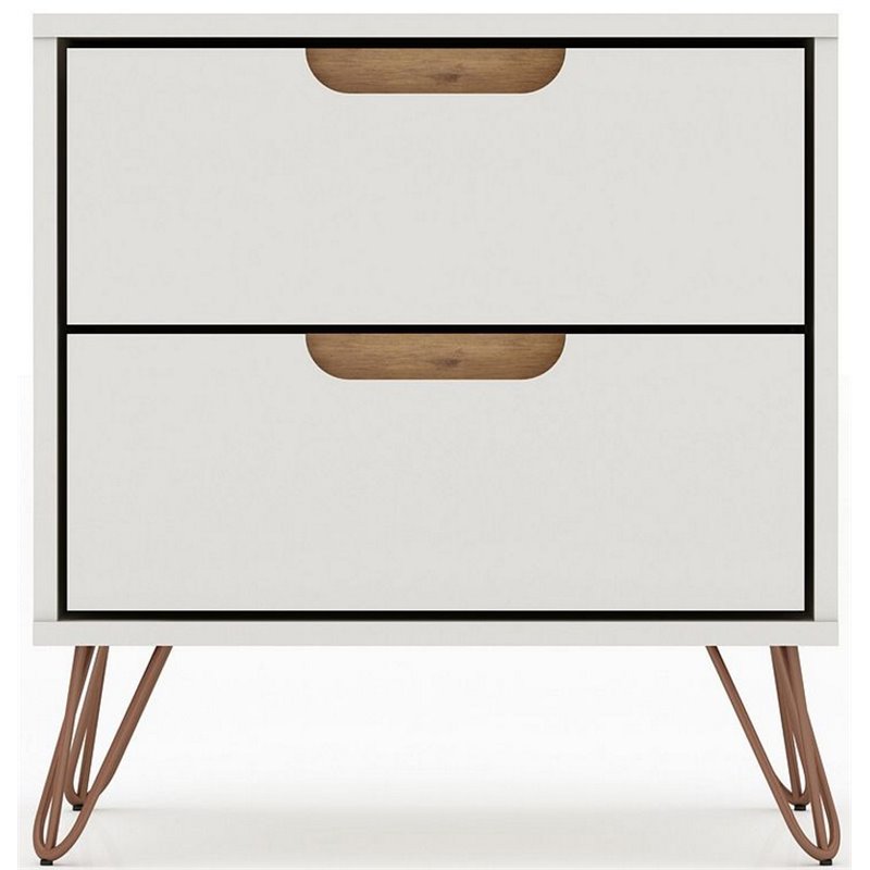 Pemberly Row Mid-Century Engineered Wood Nightstand in Off White/Natural