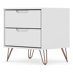 Pemberly Row 2-Drawer Mid-Century Engineered Wood Nightstand in White