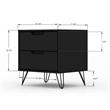 Pemberly Row 2-Drawer Mid-Century Engineered Wood Nightstand in Black
