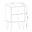 Pemberly Row 2-Drawer Mid-Century Solid Wood End Table in White/Brown
