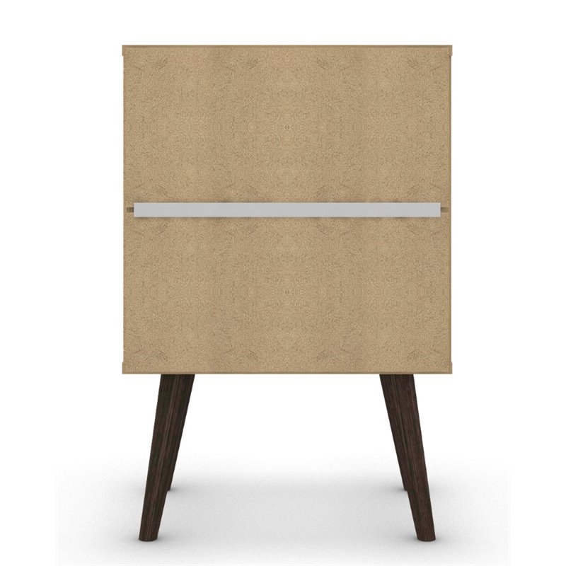 Pemberly Row 2-Drawer Mid-Century Solid Wood End Table in White/Yellow