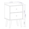 Pemberly Row 2-Drawer Mid-Century Solid Wood End Table in White/Yellow