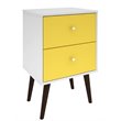 Pemberly Row 2-Drawer Mid-Century Solid Wood End Table in White/Yellow