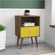 Pemberly Row 1-Drawer Transitional Solid Wood Nightstand in Yellow/Rustic Brown