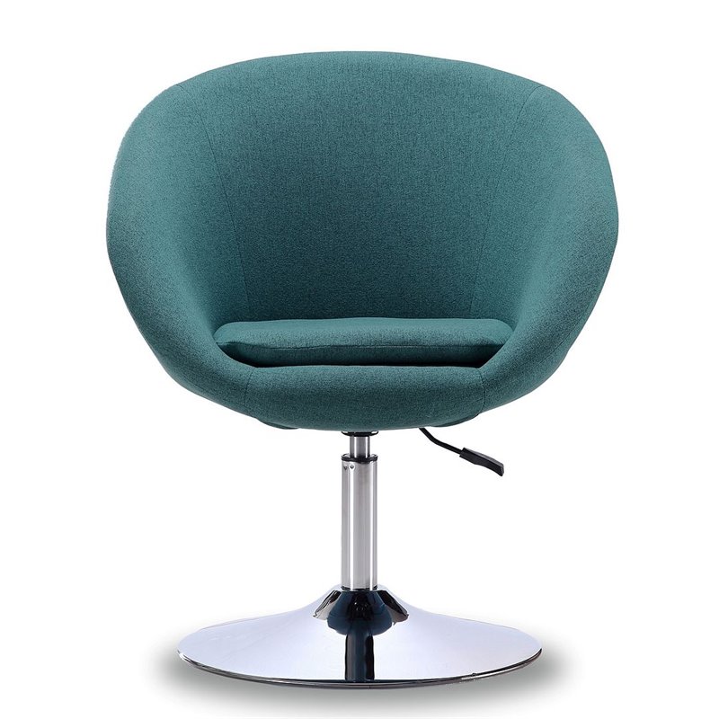 Pemberly Row Adjustable Height Contemporary Fabric Accent Chair in Sky Blue