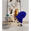 Pemberly Row Fabric & Metal Swivel Accent Chair in Blue/Chrome