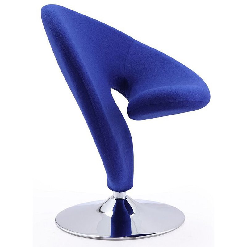 Pemberly Row Fabric & Metal Swivel Accent Chair in Blue/Chrome