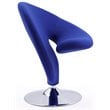 Pemberly Row Fabric & Metal Swivel Accent Chair in Blue/Chrome