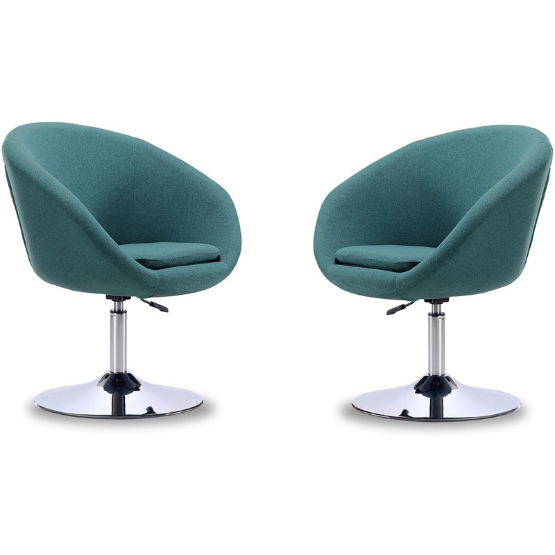 Pemberly Row Adjustable Height Modern Fabric Accent Chair in Sky Blue (Set of 2)