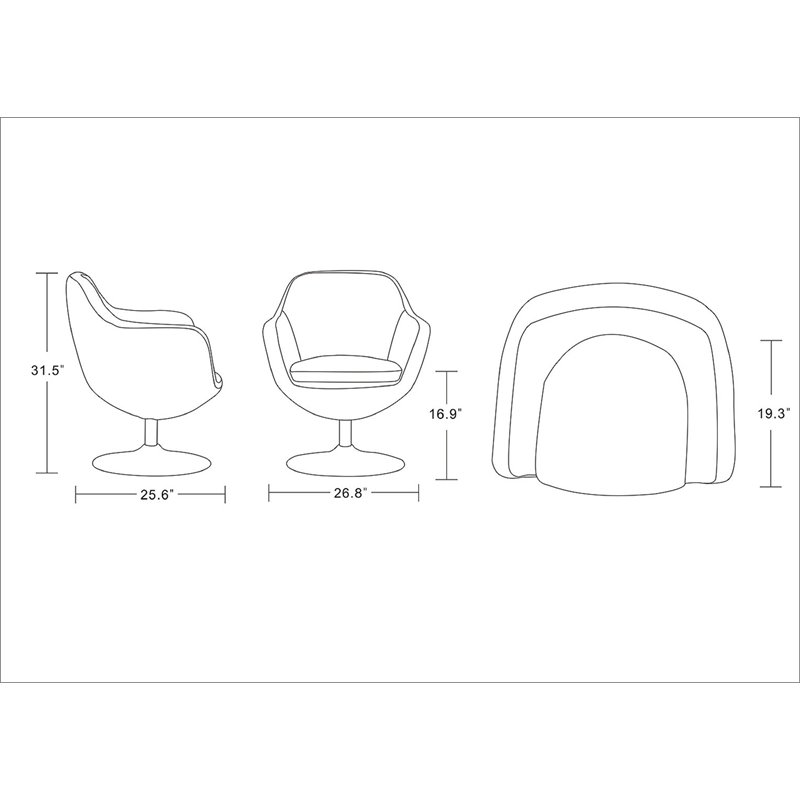 Pemberly Row Contemporary Faux Leather Swivel Accent Chair in White