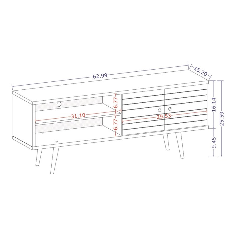 Pemberly Row Mid-Century Solid Wood TV Stand for TVs up to 60