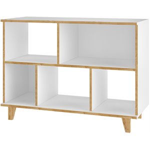 pemberly row modern contemporary wood 5 cubby bookcase in white