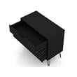 Pemberly Row 3-Drawer Mid-Century Wood Dresser with Metal Legs in Black