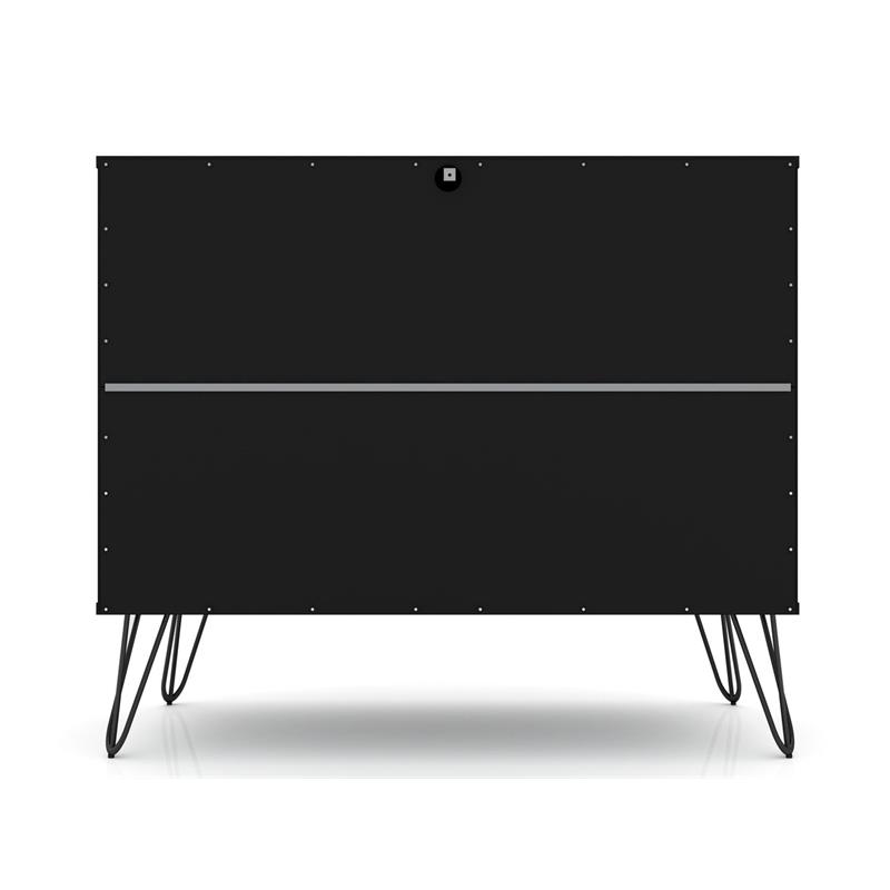 Pemberly Row 3-Drawer Mid-Century Wood Dresser with Metal Legs in Black