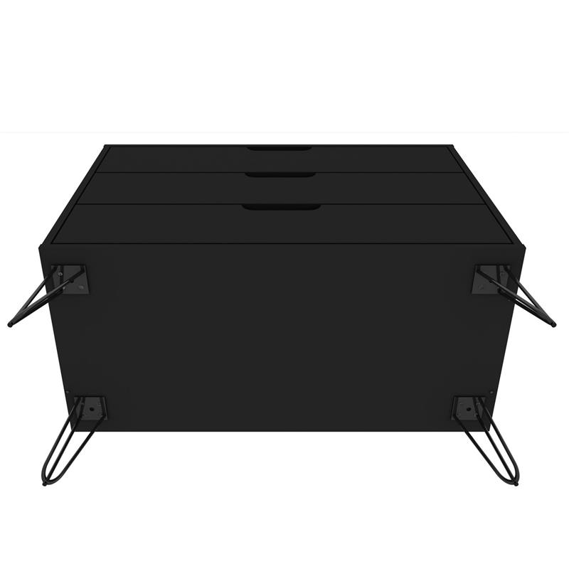 Pemberly Row 3-Drawer Mid-Century Wood Dresser with Metal Legs in Black