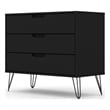 Pemberly Row 3-Drawer Mid-Century Wood Dresser with Metal Legs in Black
