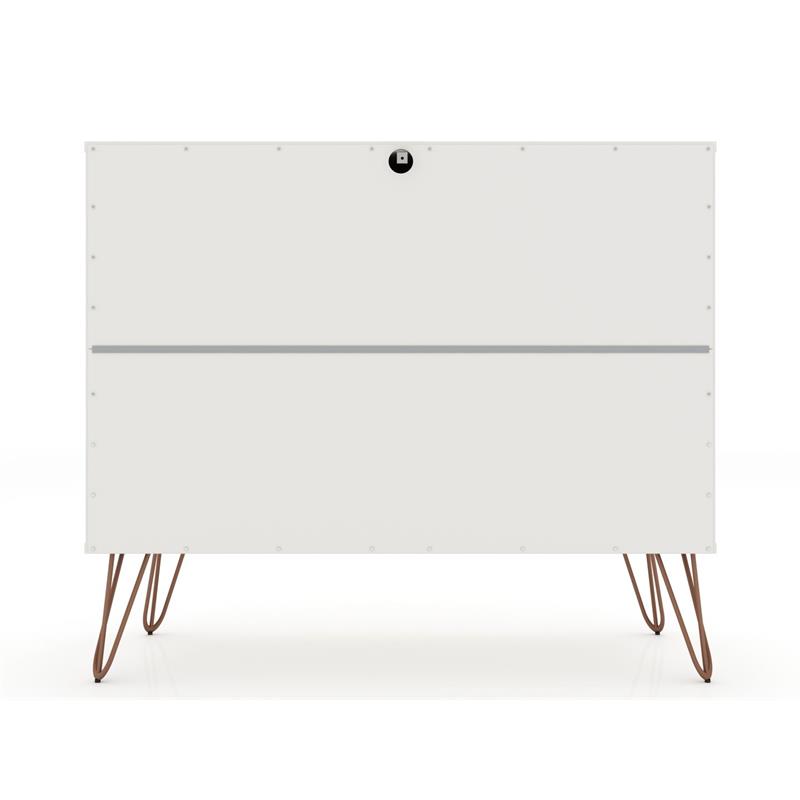 Pemberly Row 3-Drawer Mid-Century Wood Dresser with Metal Legs in White