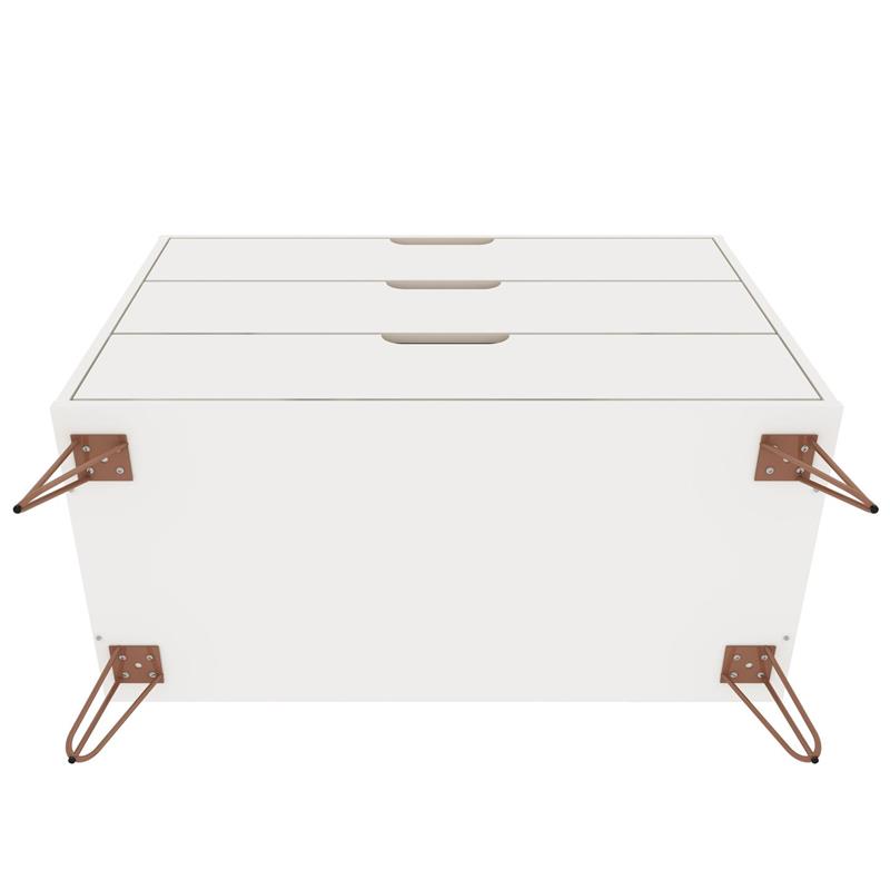 Pemberly Row 3-Drawer Mid-Century Wood Dresser with Metal Legs in White