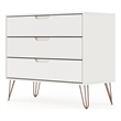 Pemberly Row 3-Drawer Mid-Century Wood Dresser with Metal Legs in White