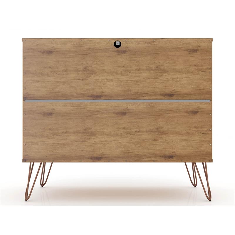 Pemberly Row 3-Drawer Mid-Century Wood Dresser in Textured Gray/Natural