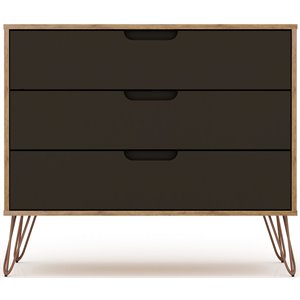 Pemberly Row Modern Engineered Wood Dresser in Nature & Textured Gray