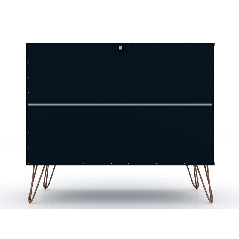 Pemberly Row 3-Drawer Mid-Century Wood Dresser in Tatiana Midnight Blue