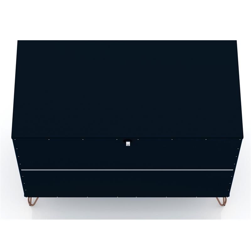 Pemberly Row 3-Drawer Mid-Century Wood Dresser in Tatiana Midnight Blue