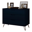 Pemberly Row 3-Drawer Mid-Century Wood Dresser in Tatiana Midnight Blue