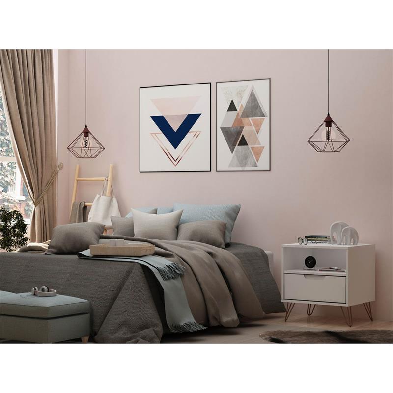 Pemberly Row 1-Drawer Transitional Engineered Wood Nightstand in White